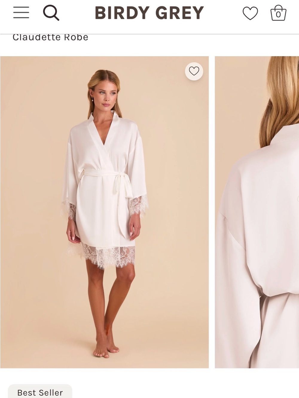 Birdy Grey Claudette Lace-Trim Robe in white XS/S